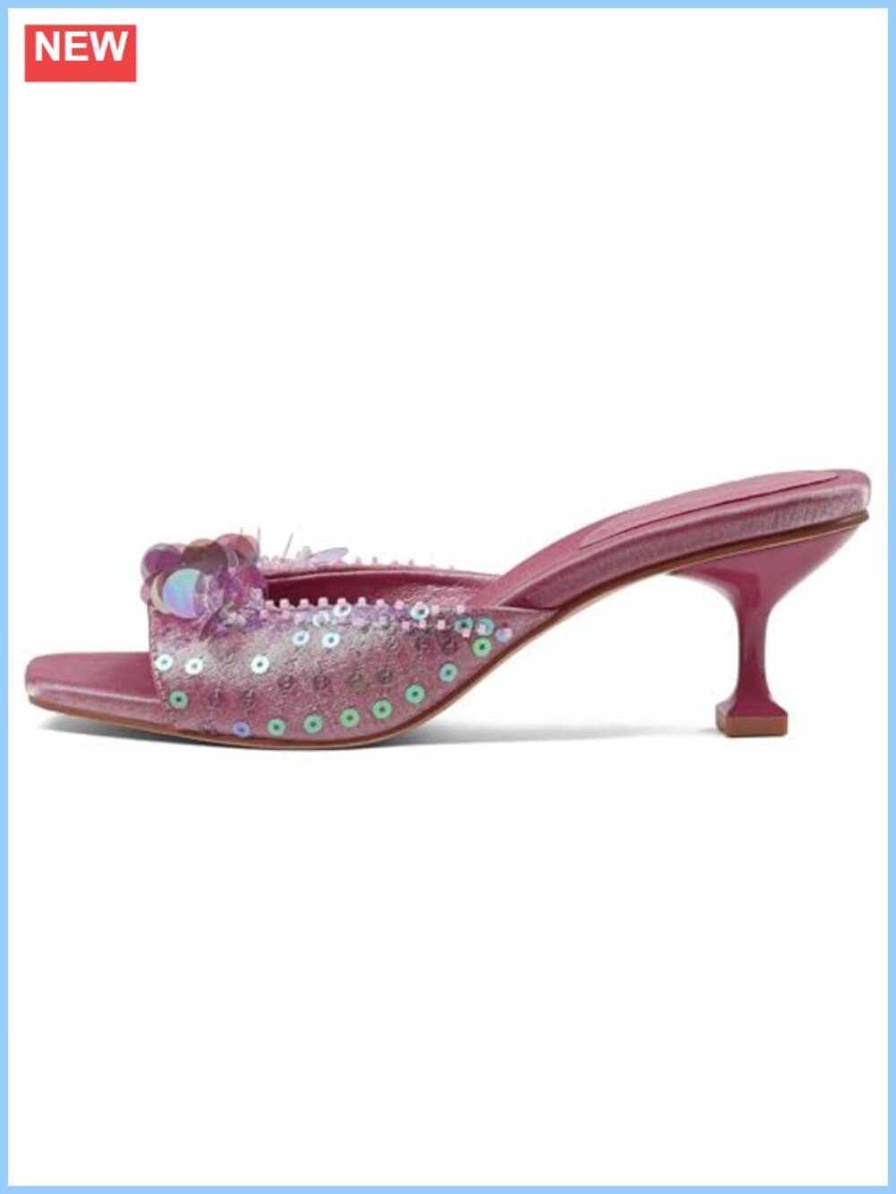 Sequin Slingback Low Heel Square Toe Mule Sandals Womens Party Dress Shoes
